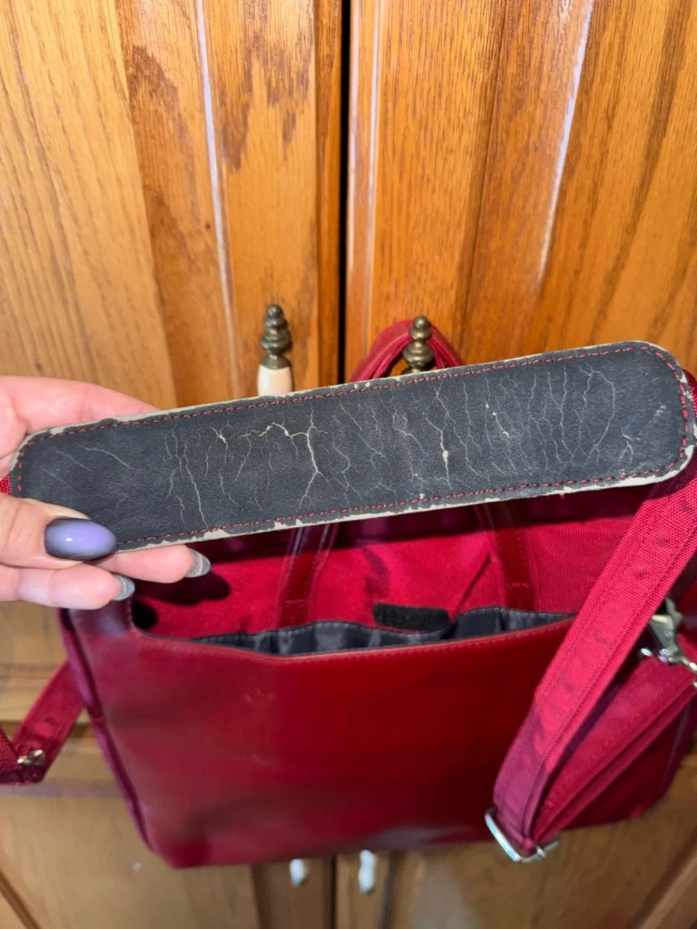Red Leather Laptop Briefcase - Computer Case